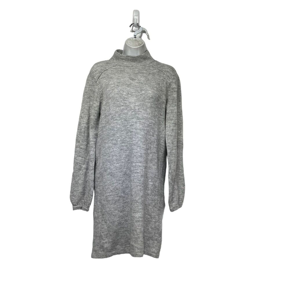 Vila Clothes Vigina Knit Gray Long Sleeve Pullover Jumper Sweater Dress Size XS